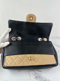 CHANEL Beige/Black Calfskin Quilted Medium Graphic Flap Shoulder/Crossbody Bag