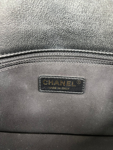 CHANEL Beige/Black Calfskin Quilted Medium Graphic Flap Shoulder/Crossbody Bag
