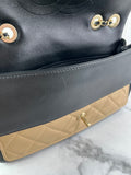CHANEL Beige/Black Calfskin Quilted Medium Graphic Flap Shoulder/Crossbody Bag