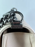 CHANEL Matte Beige Clair Caviar Chevron Large Boy Crossbody/Shoulder Bag
