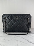 CHANEL Black Quilted Hampton Shopping Tote Shoulder Bag