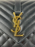 SAINT LAURENT Black ENVELOPE MEDIUM BAG IN MIX MATELASSÉ GRAIN DE POUDRE EMBOSSED LEATHER Crossbody/Shoulder Bag