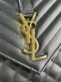 SAINT LAURENT Black ENVELOPE MEDIUM BAG IN MIX MATELASSÉ GRAIN DE POUDRE EMBOSSED LEATHER Crossbody/Shoulder Bag