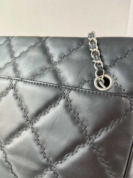 CHANEL Black Quilted Hampton Shopping Tote Shoulder Bag