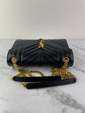 SAINT LAURENT Black ENVELOPE MEDIUM BAG IN MIX MATELASSÉ GRAIN DE POUDRE EMBOSSED LEATHER Crossbody/Shoulder Bag