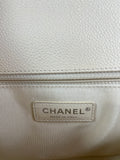 CHANEL Matte Beige Clair Caviar Chevron Large Boy Crossbody/Shoulder Bag