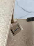 CHANEL Matte Beige Clair Caviar Chevron Large Boy Crossbody/Shoulder Bag