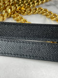 SAINT LAURENT Black ENVELOPE MEDIUM BAG IN MIX MATELASSÉ GRAIN DE POUDRE EMBOSSED LEATHER Crossbody/Shoulder Bag