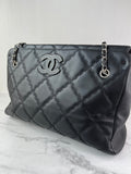 CHANEL Black Quilted Hampton Shopping Tote Shoulder Bag