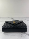 SAINT LAURENT Black ENVELOPE MEDIUM BAG IN MIX MATELASSÉ GRAIN DE POUDRE EMBOSSED LEATHER Crossbody/Shoulder Bag