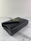SAINT LAURENT Black ENVELOPE MEDIUM BAG IN MIX MATELASSÉ GRAIN DE POUDRE EMBOSSED LEATHER Crossbody/Shoulder Bag