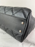 CHANEL Black Quilted Hampton Shopping Tote Shoulder Bag