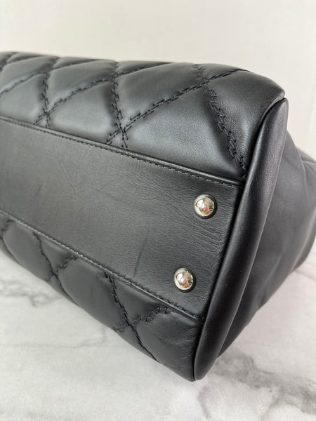 CHANEL Black Quilted Hampton Shopping Tote Shoulder Bag