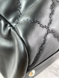 CHANEL Black Quilted Hampton Shopping Tote Shoulder Bag