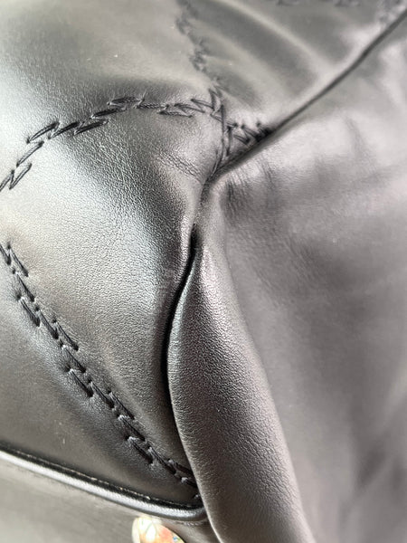 CHANEL Black Quilted Hampton Shopping Tote Shoulder Bag