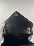 SAINT LAURENT Black ENVELOPE MEDIUM BAG IN MIX MATELASSÉ GRAIN DE POUDRE EMBOSSED LEATHER Crossbody/Shoulder Bag