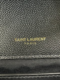 SAINT LAURENT Black ENVELOPE MEDIUM BAG IN MIX MATELASSÉ GRAIN DE POUDRE EMBOSSED LEATHER Crossbody/Shoulder Bag