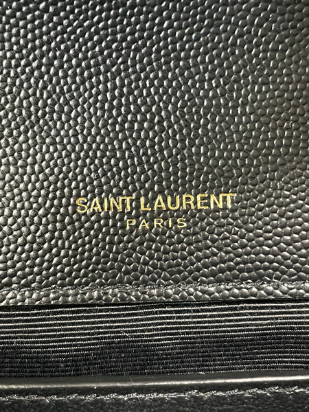 SAINT LAURENT Black ENVELOPE MEDIUM BAG IN MIX MATELASSÉ GRAIN DE POUDRE EMBOSSED LEATHER Crossbody/Shoulder Bag