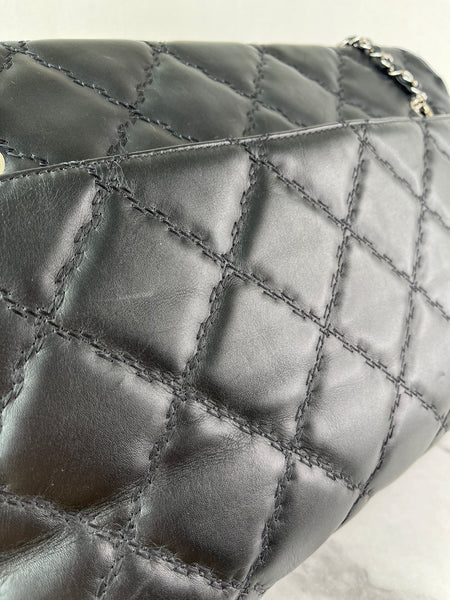 CHANEL Black Quilted Hampton Shopping Tote Shoulder Bag