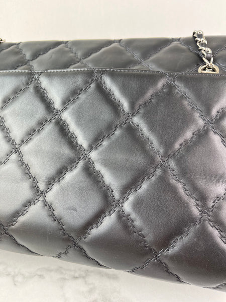 CHANEL Black Quilted Hampton Shopping Tote Shoulder Bag