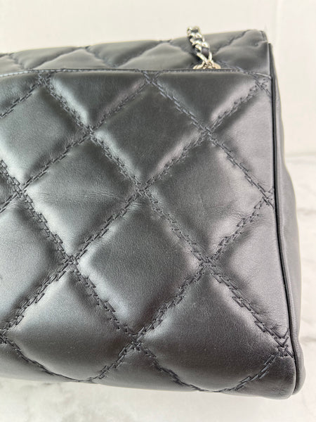 CHANEL Black Quilted Hampton Shopping Tote Shoulder Bag