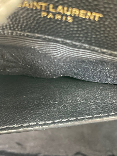 SAINT LAURENT Black ENVELOPE MEDIUM BAG IN MIX MATELASSÉ GRAIN DE POUDRE EMBOSSED LEATHER Crossbody/Shoulder Bag
