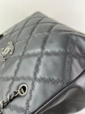 CHANEL Black Quilted Hampton Shopping Tote Shoulder Bag