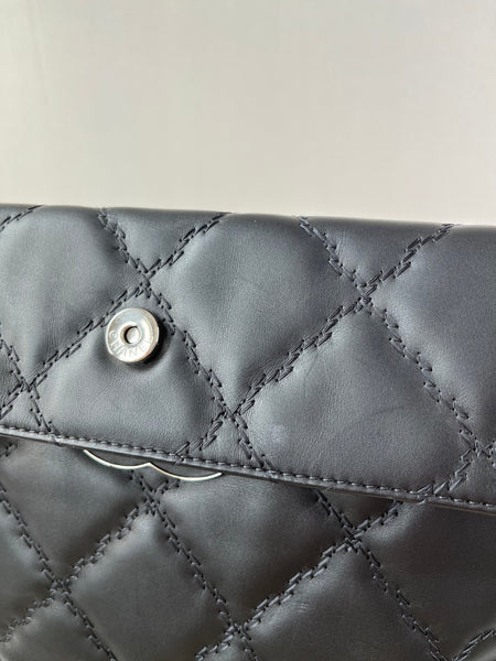CHANEL Black Quilted Hampton Shopping Tote Shoulder Bag