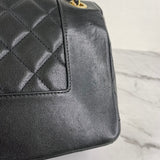CHANEL Black Sheepskin Quilted Vintage Mademoiselle Flap Crossbody/Shoulder Bag