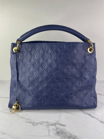 LOUIS VUITTON Celeste (Blue) Artsy MM Monogram Empreinte Leather Shoulder Bag