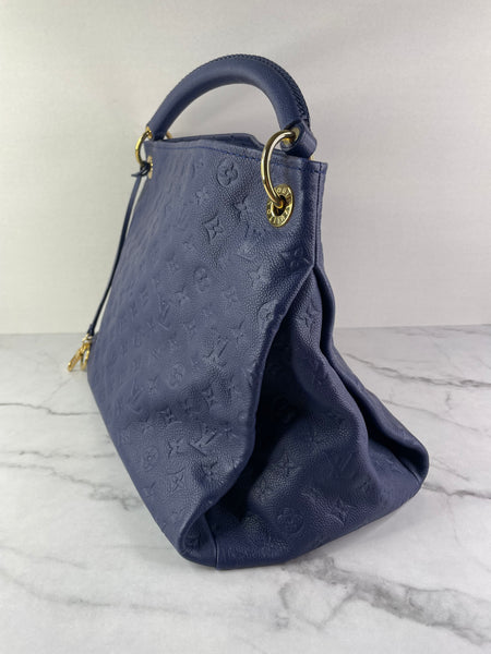 LOUIS VUITTON Celeste (Blue) Artsy MM Monogram Empreinte Leather Shoulder Bag