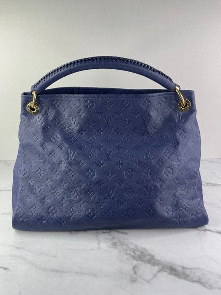 LOUIS VUITTON Celeste (Blue) Artsy MM Monogram Empreinte Leather Shoulder Bag