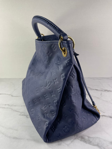 LOUIS VUITTON Celeste (Blue) Artsy MM Monogram Empreinte Leather Shoulder Bag