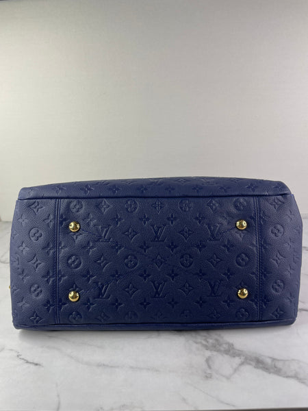 LOUIS VUITTON Celeste (Blue) Artsy MM Monogram Empreinte Leather Shoulder Bag