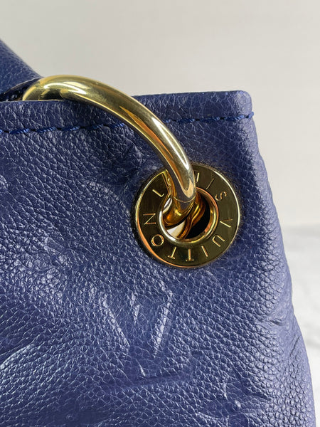 LOUIS VUITTON Celeste (Blue) Artsy MM Monogram Empreinte Leather Shoulder Bag
