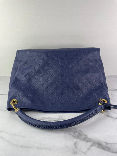 LOUIS VUITTON Celeste (Blue) Artsy MM Monogram Empreinte Leather Shoulder Bag