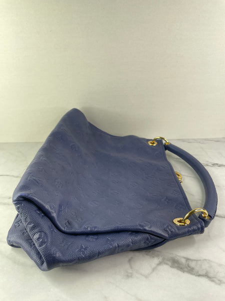 LOUIS VUITTON Celeste (Blue) Artsy MM Monogram Empreinte Leather Shoulder Bag