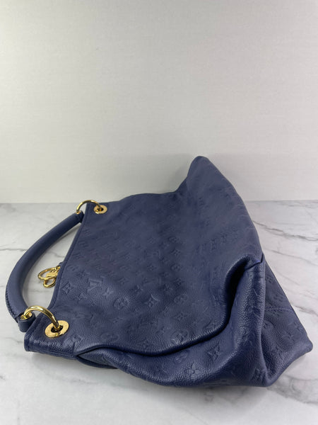 LOUIS VUITTON Celeste (Blue) Artsy MM Monogram Empreinte Leather Shoulder Bag