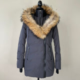 Mackage Carbon Grey ADALI down coat with natural fur Signature Mackage Collar Size Large