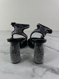 DRIES VAN NOTEN Black Embellished Leather Heeled Sandals Size 37.5