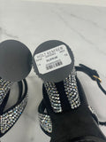 DRIES VAN NOTEN Black Embellished Leather Heeled Sandals Size 37.5