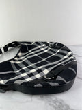 BURBERRY Black/White Nova Check Canvas and Leather Buckle Hobo Shoulder Bag