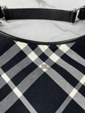 BURBERRY Black/White Nova Check Canvas and Leather Buckle Hobo Shoulder Bag