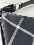 BURBERRY Black/White Nova Check Canvas and Leather Buckle Hobo Shoulder Bag