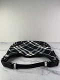 BURBERRY Black/White Nova Check Canvas and Leather Buckle Hobo Shoulder Bag