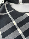 BURBERRY Black/White Nova Check Canvas and Leather Buckle Hobo Shoulder Bag