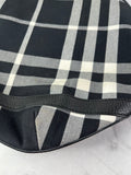 BURBERRY Black/White Nova Check Canvas and Leather Buckle Hobo Shoulder Bag