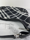 BURBERRY Black/White Nova Check Canvas and Leather Buckle Hobo Shoulder Bag