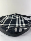 BURBERRY Black/White Nova Check Canvas and Leather Buckle Hobo Shoulder Bag