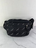Balenciaga Black/White Nylon Allover Logo Explorer Belt Bag